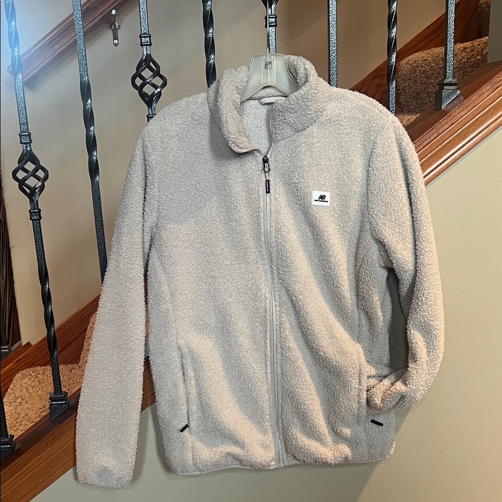 New Balance Cream Sherpa Full-Zip Jacket